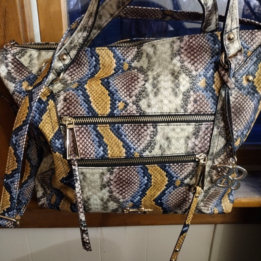 Jessica Simpson Zoey Satchel blue python